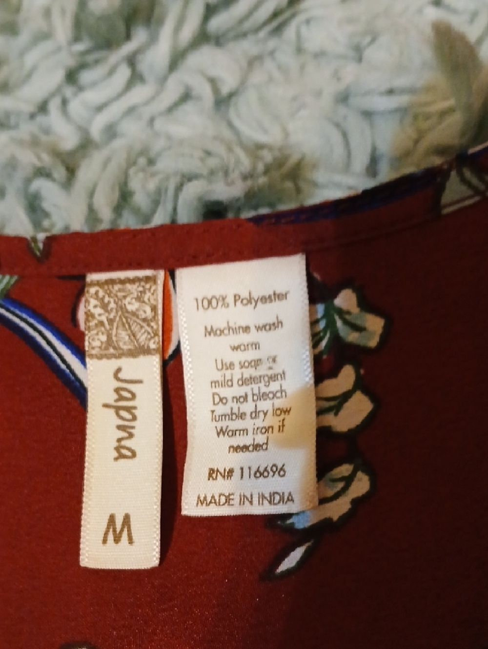 Japna Rust Red Floral Wrap Tie Blouse - Picture 2 of 6